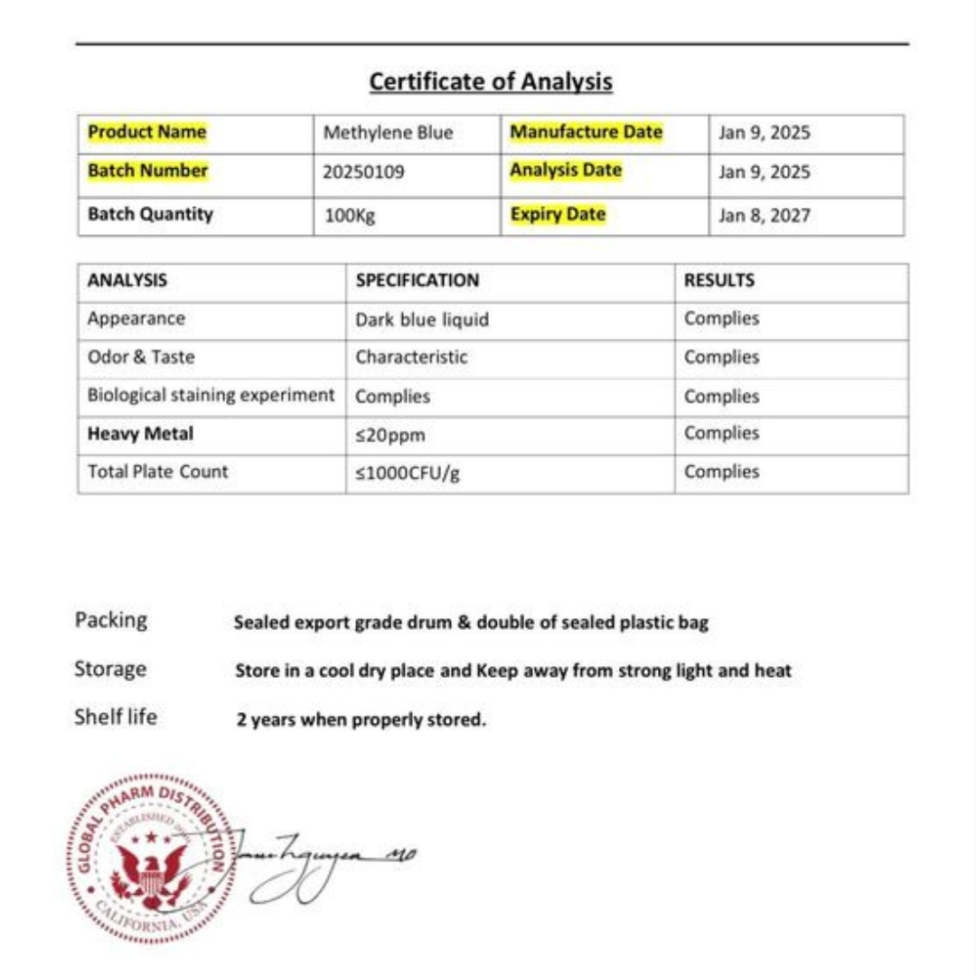 USP Grade - Methylene Blue 1%